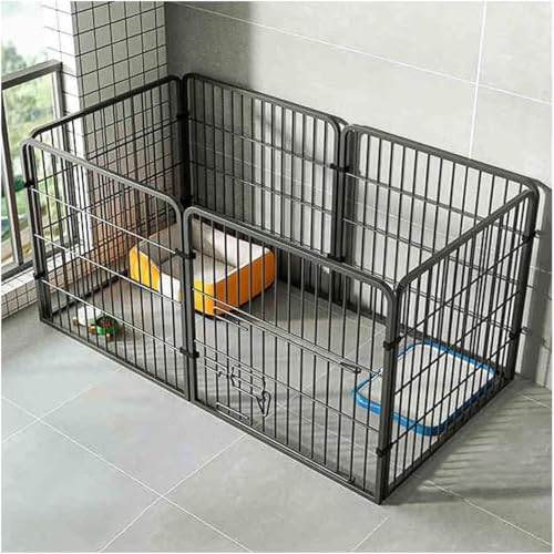 Welpengehege, tragbarer Laufstall for Hunde und Welpen mit Tür, robuster Laufstall for Hunde, großer Hundestall for drinnen und draußen, for Welpen, Katzen(Black,120 * 60 * 60CM) von ZQMKQCEK