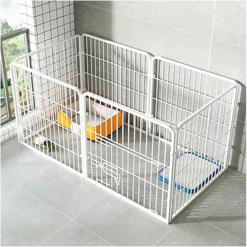 Welpengehege, tragbarer Laufstall for Hunde und Welpen mit Tür, robuster Laufstall for Hunde, großer Hundestall for drinnen und draußen, for Welpen, Katzen(White,140 * 70 * 80CM) von ZQMKQCEK