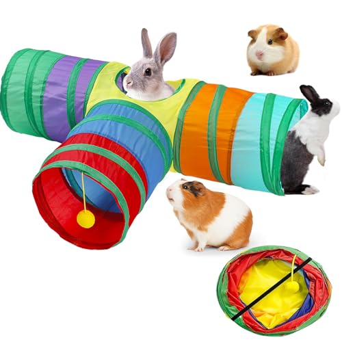 Meerschweinchentunnel, Meerschweinchen-Spielzeug, Kaninchentunnel, zusammenklappbarer 3-Wege-Haustier-Tunnelschlauch, Rohrzubehör Kaninchenhäute, Meerschweinchen-Schlauch, Haustier-Tunnel für kleine von ZQSFPK