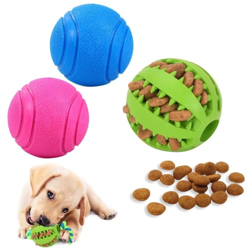 ZQSFPK Hundespielzeug gegen Langeweile, Puzzle-Spielzeug, Baby-Hundespielzeug, Ball, Hundefutter, Leckerli-Futterstation, Kauspielzeug, Zahnreinigungsball (klein, 5 cm, 6 cm, Rosa, Blau, Grün) von ZQSFPK