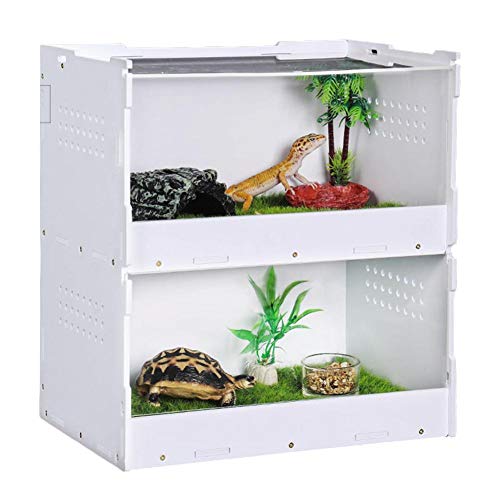 Zweischichtiger Lebensraum für Reptilien-Terrarien, klare Acryl-Fütterungsbox, Reptilien-Zuchtbox mit kleinen Luftlöchern für Raupen von Insektenspinnen-Eidechsen-Frosch-Cricket-Schildkrötenschnecken von ZQYX