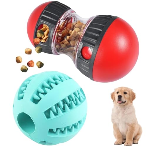 ZQuintuplian 2 Stück Hunde-Anreicherungsspielzeug, Leckerli-Spender, Welpenspielzeug für Langeweile, interaktives Hunde-Puzzle-Spielzeug, saubere Zähne und Training drinnen und draußen für kleine, von ZQuintuplian