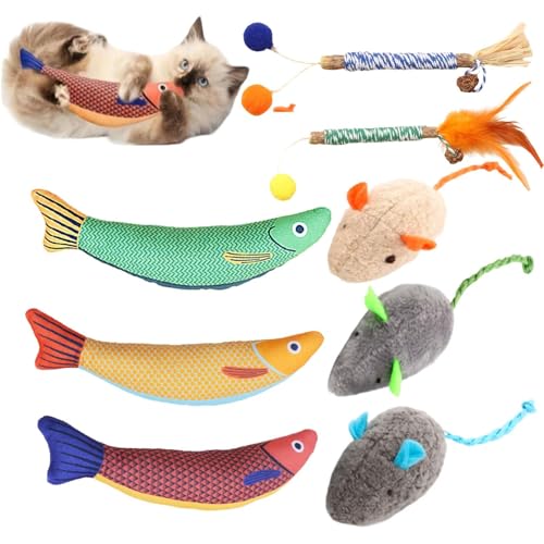 ZQuintuplian Katzenminze-Spielzeug, attraktives und verschleißfestes Katzenspielzeug, geeignet zum Kauen, Ziehen und Schützen von Katzenpfoten, Kätzchen, erwachsenen Katzen und älteren Katzen, 8 Stück ZQuintuplian Katzenminze-Spielzeug, attraktives und verschleißfestes Katzenspielzeug, geeignet zum Kauen, Ziehen und Schützen von Katzenpfoten, Kätzchen, erwachsenen Katzen und älteren Katzen, 8 Stück von ZQuintuplian