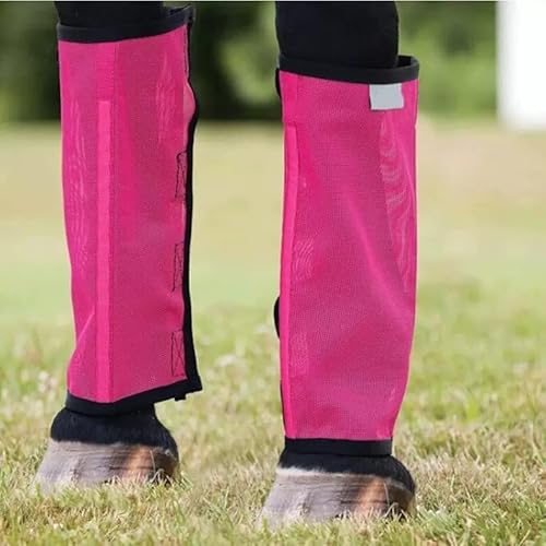 Fliegenstiefel für Pferde, Netz-Beinwickel, bequeme Pferde-Leggings, atmungsaktives Netz-Design, 4er-Set (Rosarot, M) von ZR ZHENGRONG