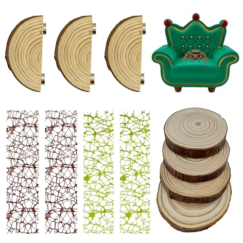 Springspinnengehege Zubehör-Set, Habitat-Dekor – Spinnen-Thron, Holztreppen, Holzleisten und Kletternetz von ZREVSB