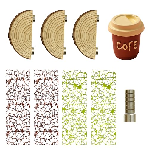 ZREVSB Springspinnengehege Zubehör Kit, Habitat Decor - Holzleiste, Wasserschale & Kletternetz (mit brauner Wasserschale) von ZREVSB
