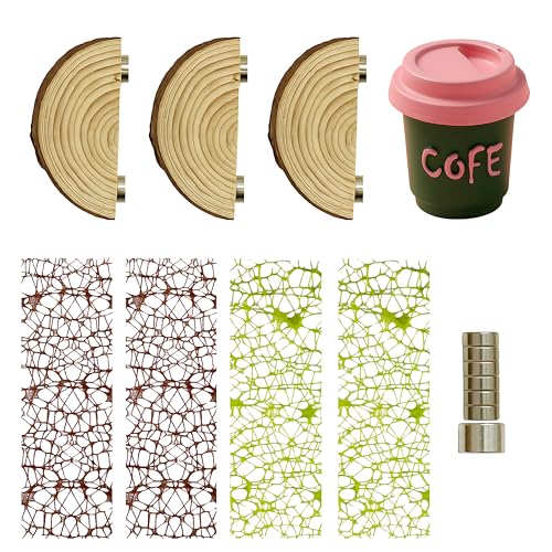 ZREVSB Springspinnengehege Zubehör Kit, Habitat Decor - Holzleiste, Wasserschale & Kletternetz (mit grüner Wasserschale) von ZREVSB