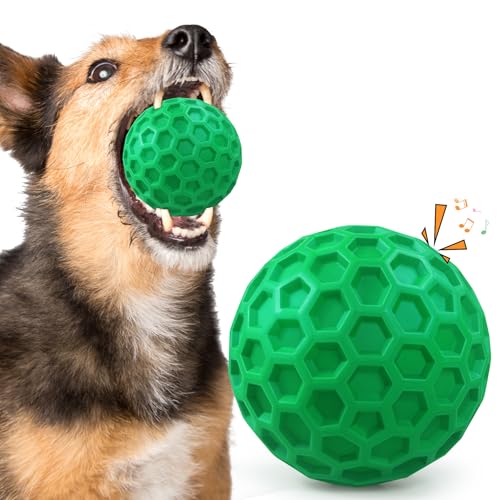 ZRIFAQESW Robustes Kauspielzeug für aggressive Kauer, unzerstörbare Hundebälle für aggressive Kauer, quietschende Bälle für Hunde, quietschendes Spielzeug für große Hunde, lustiger, robuster Ball von ZRIFAQESW