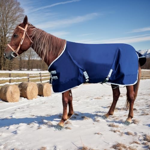 1200D Winter-Pferdedecke, wasserdicht, Polyester, 203 cm, Marineblau 1200D Winter-Pferdedecke, wasserdicht, Polyester, 203 cm, Marineblau von ZRSCHYG