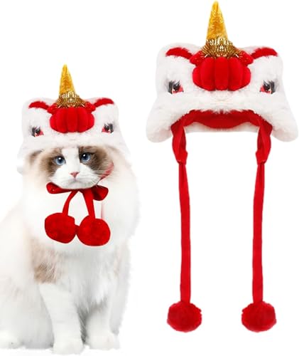 ZSENSO Year of Dragon Dog Cat Hat, Dance Lion Pet Costume, Chinese Dragon Pet Costume, Dragon Pet Hat, Chinese Style Pet Dragon Headgear, Adjustable Dog Dragon Hat for New Year (A,L) von ZSENSO