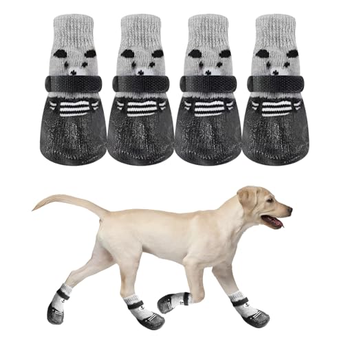 ZSMJAER 4 x Hund Pfotenschutz Fußabdeckung, Schützende Hundesocken, wasserdichte rutschfeste Hundeschuhe, Verstellbare Hundeschuhe mit 2 Klettbändern, Größe ist für Kleine und Mittlere Hunde (M) von ZSMJAER