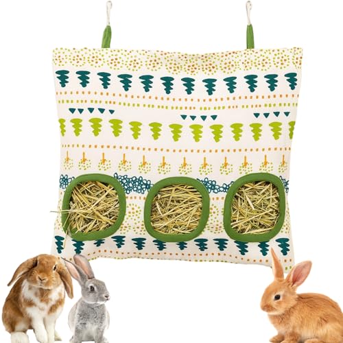 Kaninchen Heu-Futterspender Meerschweinchen Heu Futterspender Drei Öffnungen Design Hängender Heutasche für Kleine Haustiere Weißwaldmuster Fördert Natürliches Futterverhalten, Leicht zu Reinigen und Kaninchen Heu-Futterspender Meerschweinchen Heu Futterspender Drei Öffnungen Design Hängender Heutasche für Kleine Haustiere Weißwaldmuster Fördert Natürliches Futterverhalten, Leicht zu Reinigen und von ZSTNPP