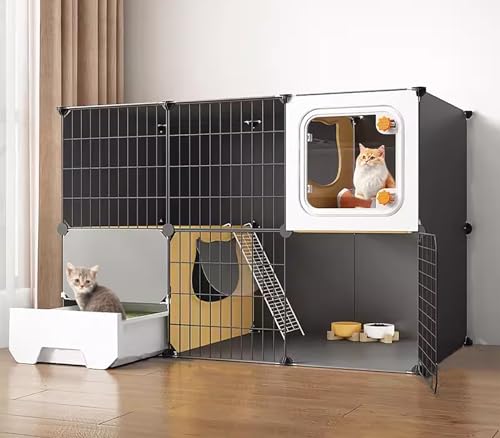 ZSXZCBDQ Geräumige Katzenvilla, Katzennest Für Den Innenbereich, 2/3-lagiger DIY-Katzenkäfig, Halbgeschlossenes Katzennest, Mehrschichtige Plattform(105 * 45 * 70cm) von ZSXZCBDQ