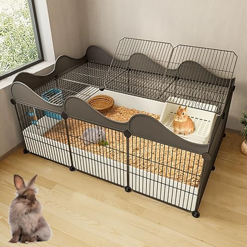 ZSXZCBDQ Kaninchenkäfig Für Den Innenbereich, Tragbarer Drahtzaun Für Heimtierprodukte, DIY-Kleintierzaun,(Black,109 * 74 * 49cm) von ZSXZCBDQ