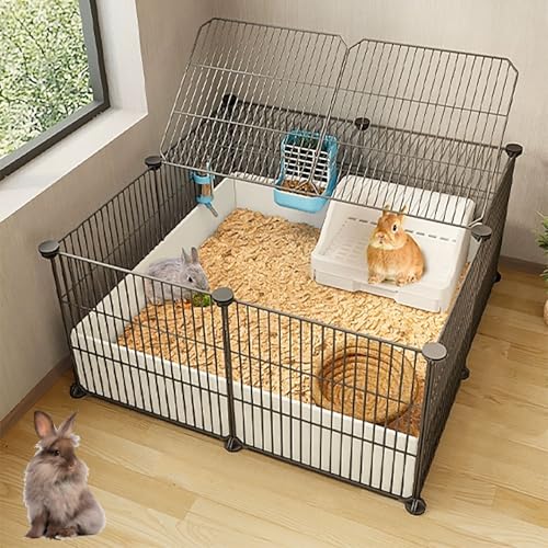 ZSXZCBDQ Kaninchenkäfig Für Den Innenbereich, Tragbarer Drahtzaun Für Heimtierprodukte, DIY-Kleintierzaun,(Black,74 * 74 * 39cm) von ZSXZCBDQ