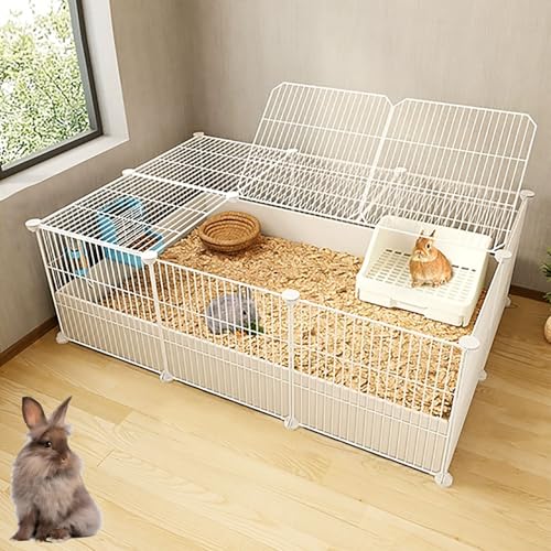 ZSXZCBDQ Kaninchenkäfig Für Den Innenbereich, Tragbarer Drahtzaun Für Heimtierprodukte, DIY-Kleintierzaun,(White,109 * 74 * 39cm) von ZSXZCBDQ