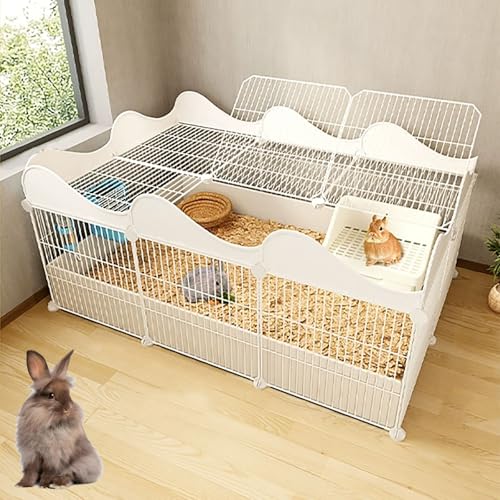 ZSXZCBDQ Kaninchenkäfig Für Den Innenbereich, Tragbarer Drahtzaun Für Heimtierprodukte, DIY-Kleintierzaun,(White,109 * 74 * 49cm) von ZSXZCBDQ