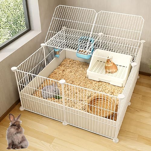 ZSXZCBDQ Kaninchenkäfig Für Den Innenbereich, Tragbarer Drahtzaun Für Heimtierprodukte, DIY-Kleintierzaun,(White,74 * 74 * 39cm) von ZSXZCBDQ