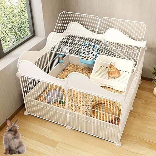 ZSXZCBDQ Kaninchenkäfig Für Den Innenbereich, Tragbarer Drahtzaun Für Heimtierprodukte, DIY-Kleintierzaun,(White,74 * 74 * 49cm) von ZSXZCBDQ