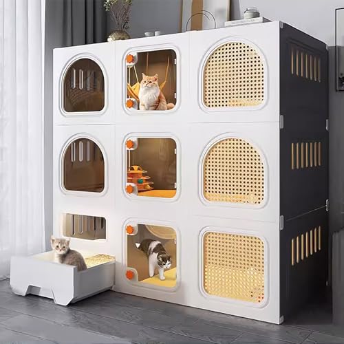 ZSXZCBDQ Katzentransportbox Für Den Innenbereich, Katzentransportbox Mit Katzentoilette, DIY-Katzenzaun, Großer Katzenauslaufbereich Mit Rädern(106 * 46 * 106cm) ZSXZCBDQ Katzentransportbox Für Den Innenbereich, Katzentransportbox Mit Katzentoilette, DIY-Katzenzaun, Großer Katzenauslaufbereich Mit Rädern(106 * 46 * 106cm) von ZSXZCBDQ