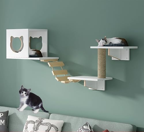 Wandmontiertes Katzenklettergerüst, Katzenhaus Katzenleiter, Wand-Set, 15 mm dickes Brett, (Paket 1) von ZSXZCBDQ