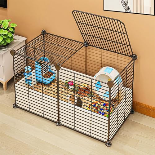 ZSXZCBDQ Großer DIY-Hamsterkäfig, Kaninchenkäfig für den Innenbereich, Metallkäfig für Haustiere(Black,72 * 37 * 37cm) von ZSXZCBDQ