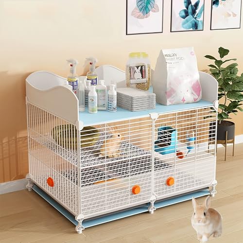ZSXZCBDQ Kaninchenkäfig Für Den Innenbereich Mit Stauraum Oben, Meerschweinchengehege, Doppelschichtiges Design,(72 * 48 * 52cm) von ZSXZCBDQ