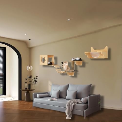 ZSXZCBDQ Katzen Kletterwand Set, 9 Verschiedene Pakete: Katzenbett, Leiter, Sprungbrett, Kratzbaum, Sechseckige Raumkapsel, Horizontale Raumkapsel(6pcs) von ZSXZCBDQ