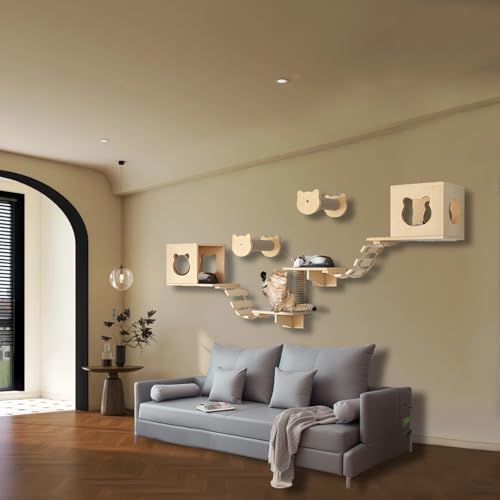 ZSXZCBDQ Katzen Kletterwand Set, 9 Verschiedene Pakete: Katzenbett, Leiter, Sprungbrett, Kratzbaum, Sechseckige Raumkapsel, Horizontale Raumkapsel(9pcs1) von ZSXZCBDQ