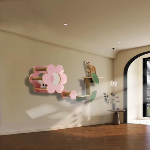 ZSXZCBDQ Katzen Kletterwand Set, Katze Wand, Kratzstamm für Kätzchen, Katzenregale und Sitzstangen für Kätzchen, Spielplatz-Set für Die Wandmontage im Katzenhaus(5PCS) von ZSXZCBDQ