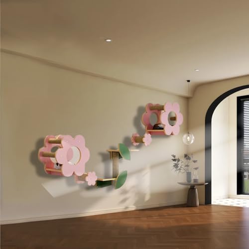 ZSXZCBDQ Katzen Kletterwand Set, Katze Wand, Kratzstamm für Kätzchen, Katzenregale und Sitzstangen für Kätzchen, Spielplatz-Set für Die Wandmontage im Katzenhaus(6PCS) von ZSXZCBDQ