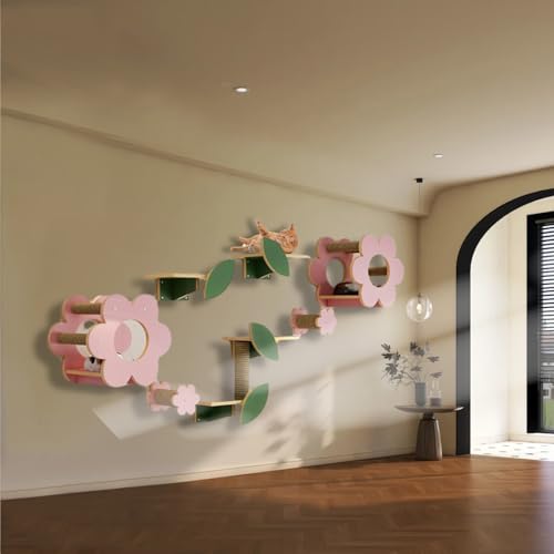ZSXZCBDQ Katzen Kletterwand Set, Katze Wand, Kratzstamm für Kätzchen, Katzenregale und Sitzstangen für Kätzchen, Spielplatz-Set für Die Wandmontage im Katzenhaus(8PCS) von ZSXZCBDQ