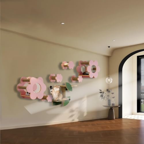 ZSXZCBDQ Katzen Kletterwand Set, Katze Wand, Kratzstamm für Kätzchen, Katzenregale und Sitzstangen für Kätzchen, Spielplatz-Set für Die Wandmontage im Katzenhaus(9PCS) von ZSXZCBDQ