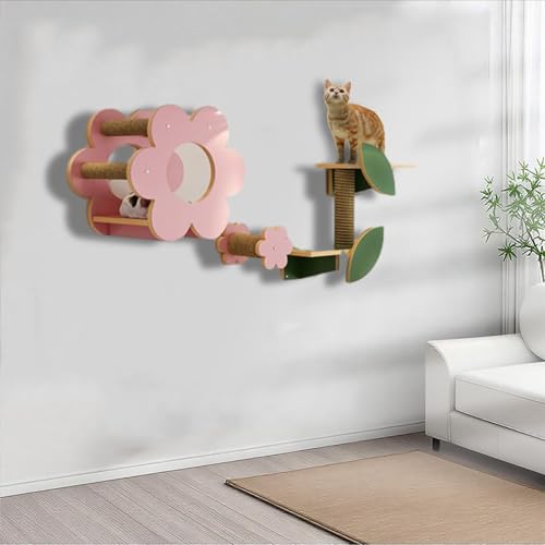 ZSXZCBDQ Katzen Kletterwand Set, Kletterregal für Katzen, Katzenmöbel, Blumenförmiges Haus, Geeignet Zum Schlafen, Klettern, Spielen und Nickerchen.(5PCS) von ZSXZCBDQ