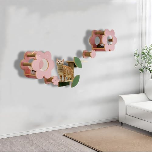 ZSXZCBDQ Katzen Kletterwand Set, Kletterregal für Katzen, Katzenmöbel, Blumenförmiges Haus, Geeignet Zum Schlafen, Klettern, Spielen und Nickerchen.(6PCS) von ZSXZCBDQ