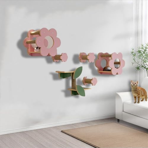 ZSXZCBDQ Katzen Kletterwand Set, Kletterregal für Katzen, Katzenmöbel, Blumenförmiges Haus, Geeignet Zum Schlafen, Klettern, Spielen und Nickerchen.(7PCS) von ZSXZCBDQ