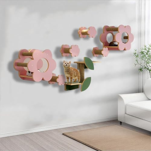 ZSXZCBDQ Katzen Kletterwand Set, Kletterregal für Katzen, Katzenmöbel, Blumenförmiges Haus, Geeignet Zum Schlafen, Klettern, Spielen und Nickerchen.(9PCS) von ZSXZCBDQ