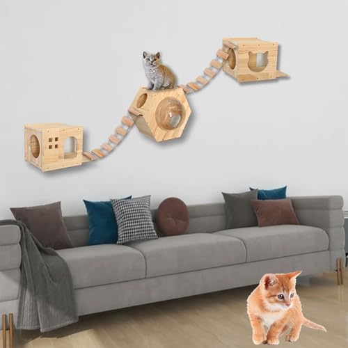 ZSXZCBDQ Katzen-Kletterwand-Set, Wandkratzbaum Für Kletterwand, Katzen-Kletterwand-Set, Katzenmöbel-Set(Package 5) von ZSXZCBDQ