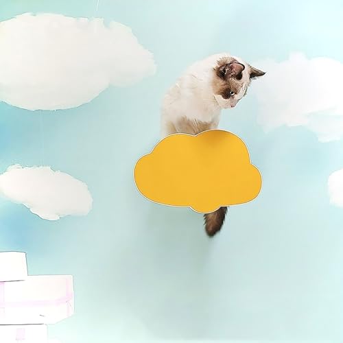 ZSXZCBDQ Katzen Kletterwand aus Natürlichem Massivholz mit Bunten Sisalstämmen | Katzenwandmöbel für Zuhause und Katzenunterstand | mit Stern-/Mond-/Wolken-Designs(Yellow,30 * 20cm) von ZSXZCBDQ