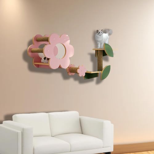ZSXZCBDQ Katzenkletterwand Set, Katzensitz, Katzenmöbel, Kratzstamm für Katzen, Kratztonne für Katzen, Katzenhaus und Katzenwohnung – Katzenregale für Die Wand(5PCS) von ZSXZCBDQ