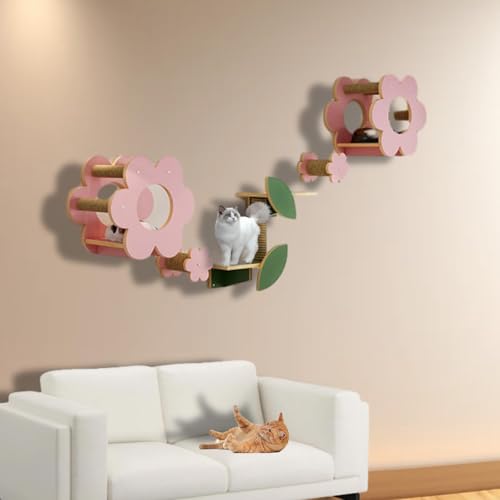 ZSXZCBDQ Katzenkletterwand Set, Katzensitz, Katzenmöbel, Kratzstamm für Katzen, Kratztonne für Katzen, Katzenhaus und Katzenwohnung – Katzenregale für Die Wand(6PCS) von ZSXZCBDQ