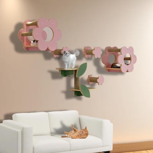 ZSXZCBDQ Katzenkletterwand Set, Katzensitz, Katzenmöbel, Kratzstamm für Katzen, Kratztonne für Katzen, Katzenhaus und Katzenwohnung – Katzenregale für Die Wand(7PCS) von ZSXZCBDQ