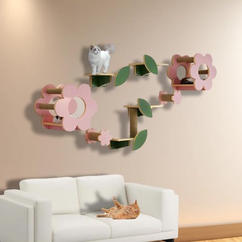 ZSXZCBDQ Katzenkletterwand Set, Katzensitz, Katzenmöbel, Kratzstamm für Katzen, Kratztonne für Katzen, Katzenhaus und Katzenwohnung – Katzenregale für Die Wand(8PCS) von ZSXZCBDQ