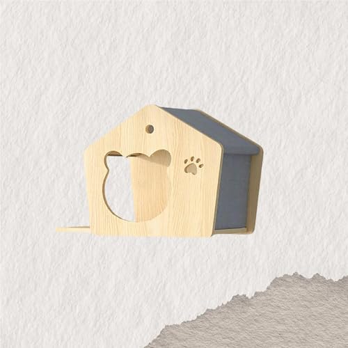 ZSXZCBDQ Katzenkletterwand Set, Wandmontiertes Katzenkletter-Set mit Kletterregalen, Sitzstangen, Brücke und Kratzbrett – Katzenmöbel aus Holz für Kätzchen zum Spielen(45x30x35cm) von ZSXZCBDQ