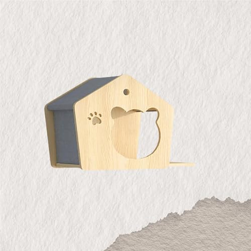 ZSXZCBDQ Katzenkletterwand Set, Wandmontiertes Katzenkletter-Set mit Kletterregalen, Sitzstangen, Brücke und Kratzbrett – Katzenmöbel aus Holz für Kätzchen zum Spielen(45x30x35cm2) von ZSXZCBDQ