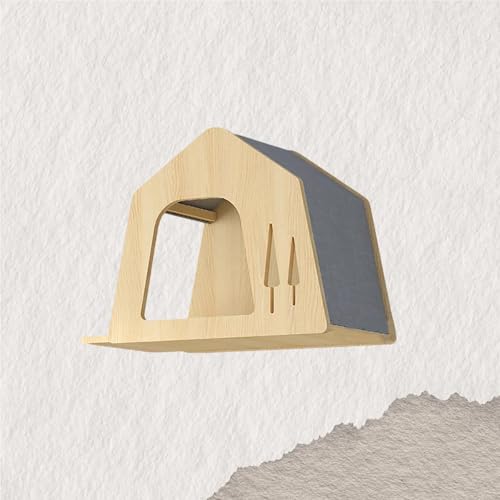 ZSXZCBDQ Katzenkletterwand Set, Wandmontiertes Katzenkletter-Set mit Kletterregalen, Sitzstangen, Brücke und Kratzbrett – Katzenmöbel aus Holz für Kätzchen zum Spielen(45x30x35cm5) von ZSXZCBDQ