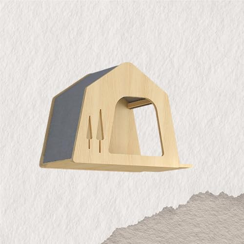 ZSXZCBDQ Katzenkletterwand Set, Wandmontiertes Katzenkletter-Set mit Kletterregalen, Sitzstangen, Brücke und Kratzbrett – Katzenmöbel aus Holz für Kätzchen zum Spielen(45x30x35cm6) von ZSXZCBDQ