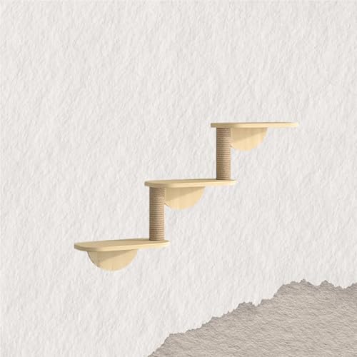 ZSXZCBDQ Katzenkletterwand Set, Wandmontiertes Katzenkletter-Set mit Kletterregalen, Sitzstangen, Brücke und Kratzbrett – Katzenmöbel aus Holz für Kätzchen zum Spielen(70x40cm) von ZSXZCBDQ