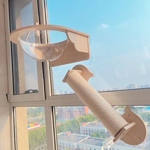 ZSXZCBDQ Katzenkletterwand Set mit Sisal und Raumkapsel – Katzenregale, Kletterturm für Zuhause und Katzenzucht, rutschfeste Saugnapfmontage, 10 Kg Tragkraft(41 * 41 * 18/2) von ZSXZCBDQ
