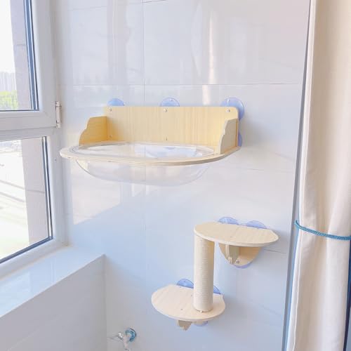 ZSXZCBDQ Katzenkletterwand Set mit Sisal und Raumkapsel – Katzenregale, Kletterturm für Zuhause und Katzenzucht, rutschfeste Saugnapfmontage, 10 Kg Tragkraft(60 * 41 * 12) von ZSXZCBDQ